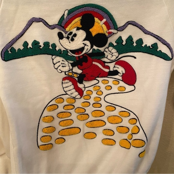 Vintage SUNDAY COMICS Mickey Mouse 3-D Textured Embroidery Sweatshirt Size Small - Picture 2 of 8